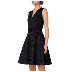 Akris Punto Black Sleeveless Textured Skirt Dress